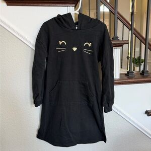 Carter's Black Hoodie Dress with Gold Cat Face